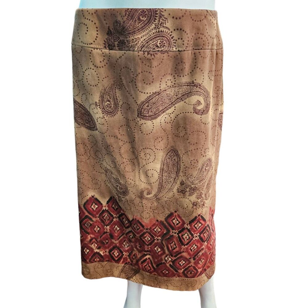 Requirements Maxi Skirt SZ 18 Brown Floral Faux Suede